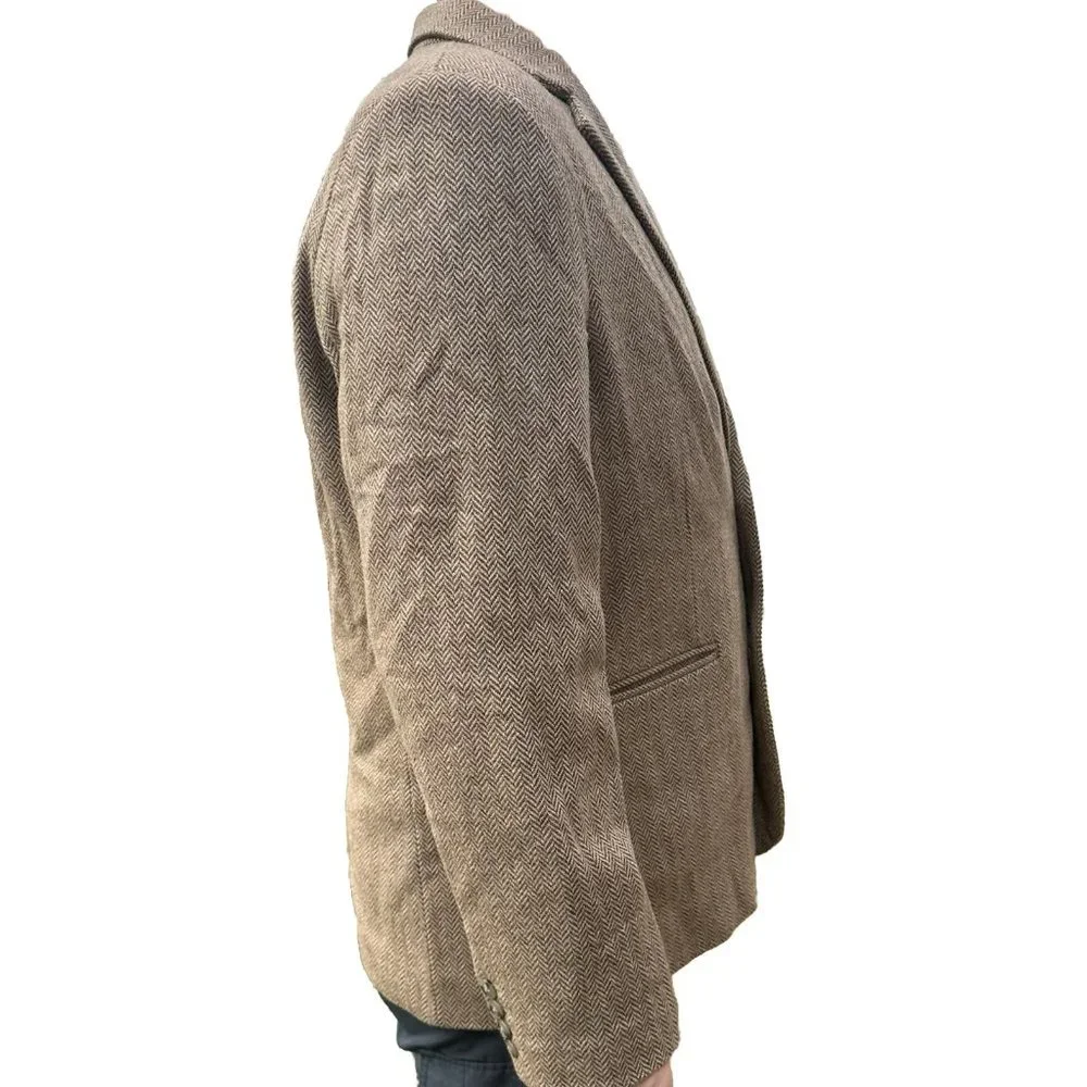 L.L. Bean Men's  Wool Primaloft Jacket‎ 44 Brown Tan Herringbone Warm Blazer